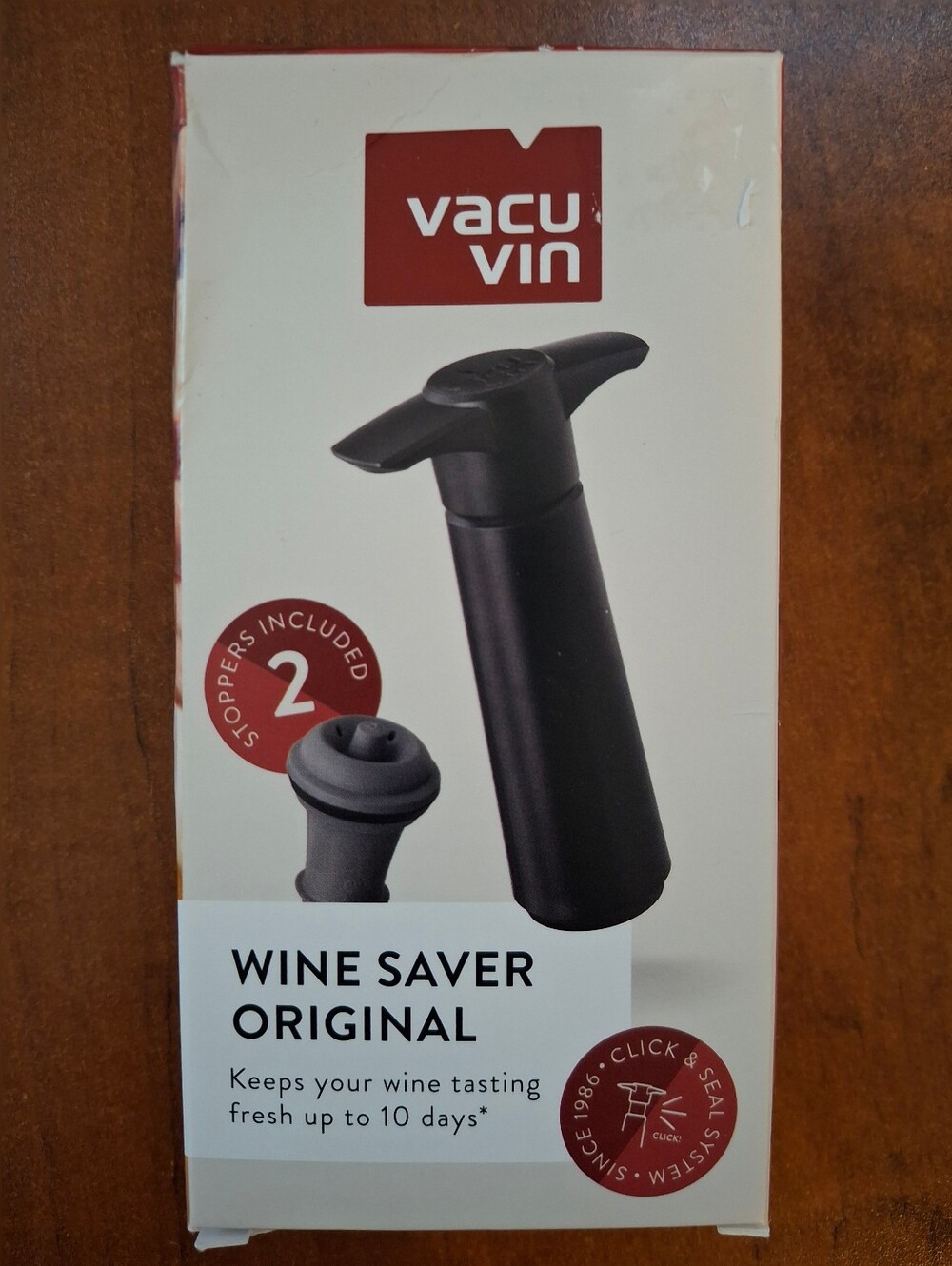 Original Brand New Vacu Vin Wine Saver preserves wine 6x longer under vacuum